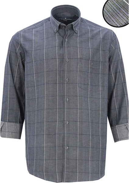 Erkek Kot Mavi Kareli Yaka Düğmeli Cepli Uzun Kollu Gömlek fiyatları