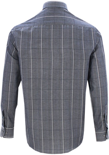 Erkek Kot Mavi Kareli Yaka Düğmeli Cepli Uzun Kollu Gömlek fırsatları