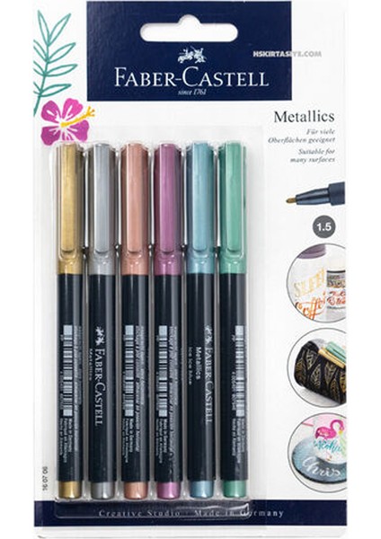 Faber Kalın Uçlu Metalik Keçe Kalem 6'lı Set