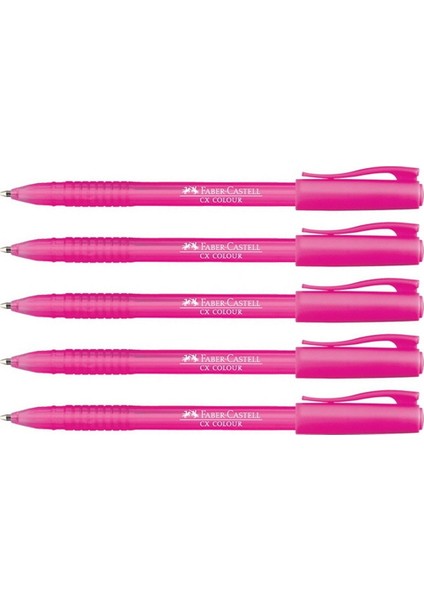 Faber Cx Colour Renkli Tükenmez Kalem Pembe 5'li