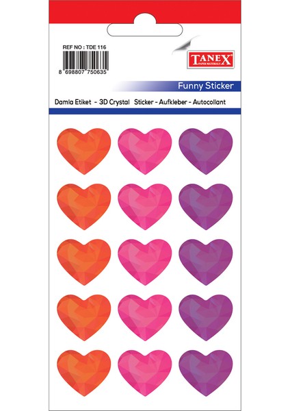 TDE-115 18 mm Çaplı Damla Renkli Kapler Çıkartma 15'li