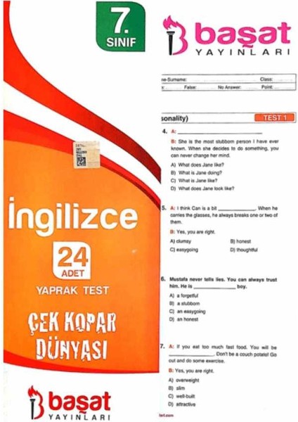 Başat 7. Sınıf Ingilizce Yaprak Test