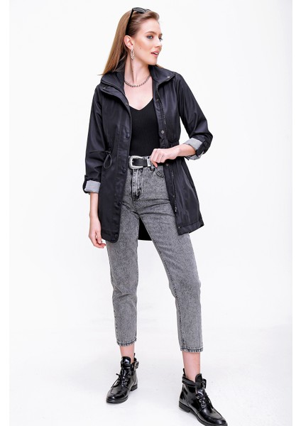 10322 Beli Büzgülü Cep Detaylı Trençkot fırsatları