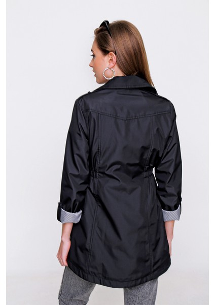 10322 Beli Büzgülü Cep Detaylı Trençkot indirimleri