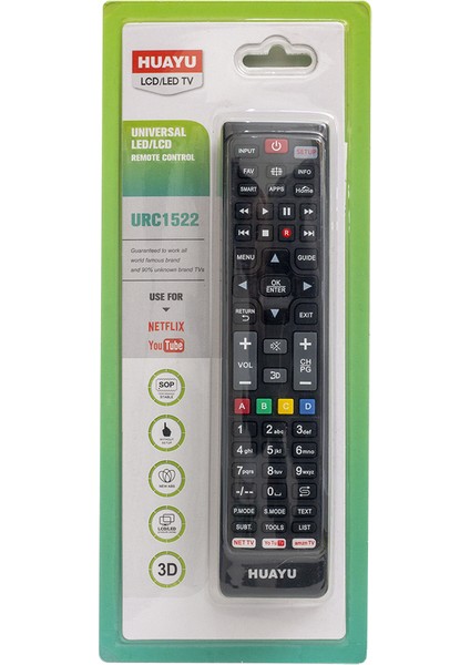 Huayu URC1522 Netflıx-Youtube-Amazon Tuşlu Led-Lcd Tv Unıversal Akıllı Kumanda Ambalajlı