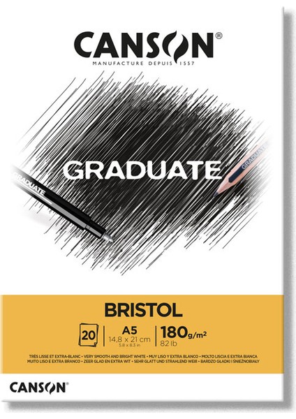 Graduate Bristol Defteri Blok 180 gr A5 20 Sayfa