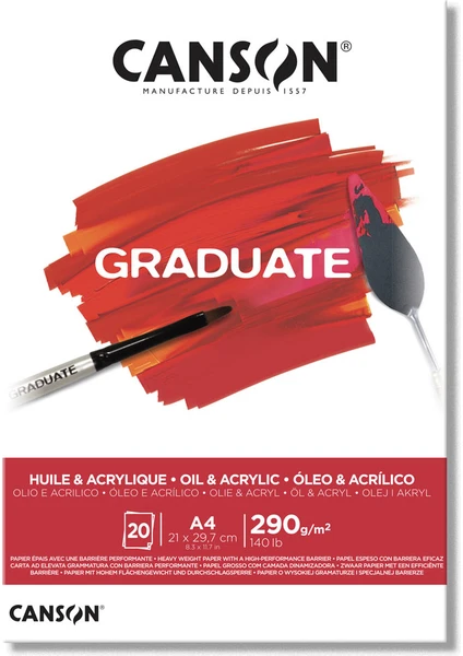 Graduate Yağlı Boya ve Akrilik Boya Defteri Blok 290 gr A4 20 Sayfa