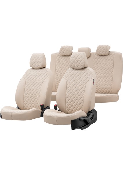 Nissan X-Trail 2007-2014 Özel Üretim Koltuk Kılıfı Madrid Design Deri Bej