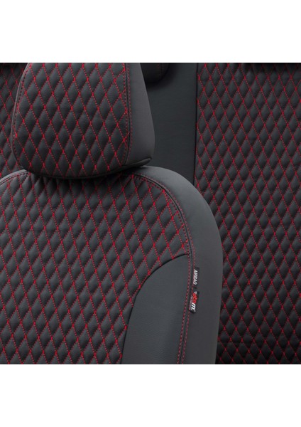 Nissan X-Trail 2007-2014 Özel Üretim Koltuk Kılıfı Amsterdam Design Deri Siyah - Kırmızı