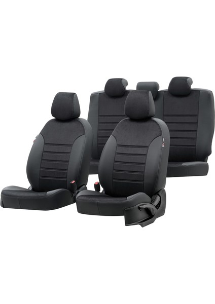 Volvo XC90 6+1 (7 Kişi) 2002-2014 Özel Üretim Koltuk Kılıfı Milano Design Siyah