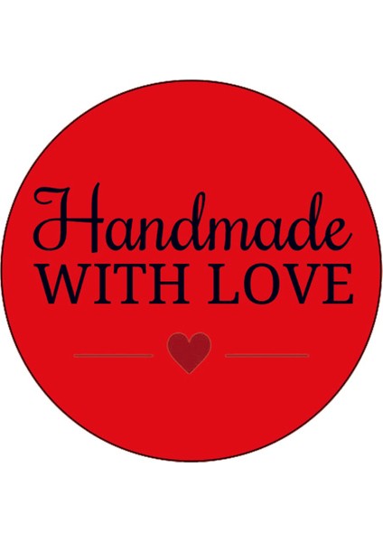 Fosforlu Turuncu Handmade With Love Yazılı Sticker(4x4 Cm)