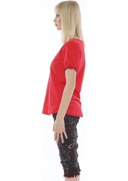 Pamuklu Balon Kısa Kol Kaprili Pijama Takım modelleri