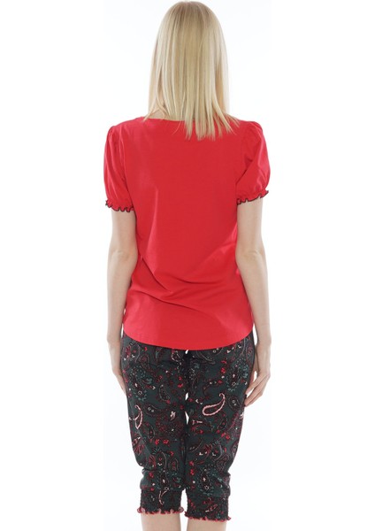 Pamuklu Balon Kısa Kol Kaprili Pijama Takım fırsatları