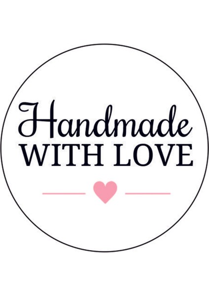 Şeffaf Handmade With Love Yazılı Sticker(4x4 Cm)