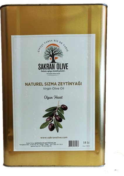 Sakranolive Naturel Sızma Zeytinyağı 18 L