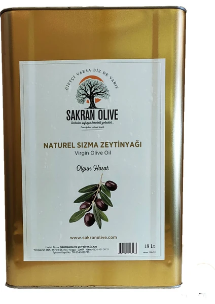 Sakranolive Naturel Sızma Zeytinyağı 18 L