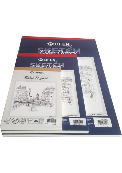 3 Boy Sketchbook Eskiz Defteri 50'şer Yaprak - A5 148 x 210 mm + A4 210 x 297 mm + A3 297 x 420 mm