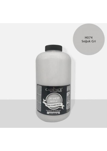 H-074 Soğuk Gri Akrilik Boya 2000 ml Su Bazlı Dayanıklı ve Sağlığa Zararsız Özellikte