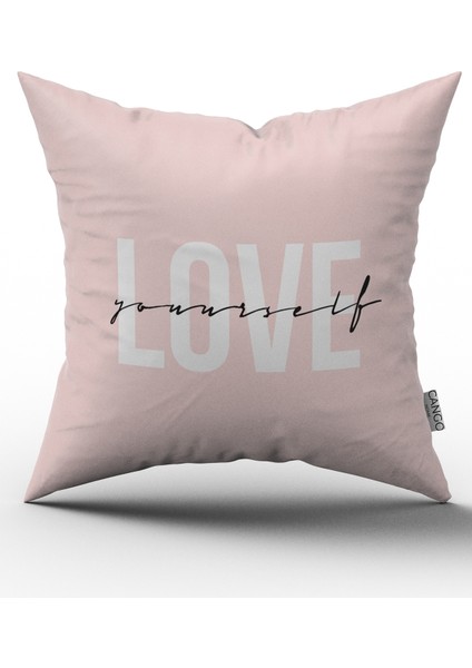Çift Tarafı Baskılı Love Yourself Dijital Baskılı Kırlent Kılıfı-Ct
