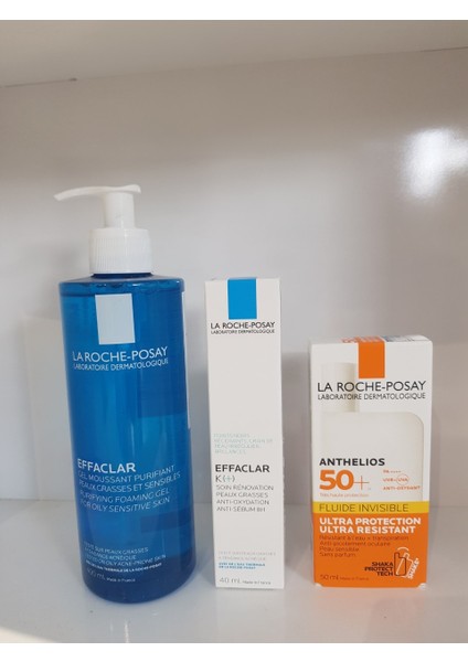 Effaclar Gel 400 ml + Effaclar K 40 ml +Anthelıos Invısıble Fluıd 50 ml
