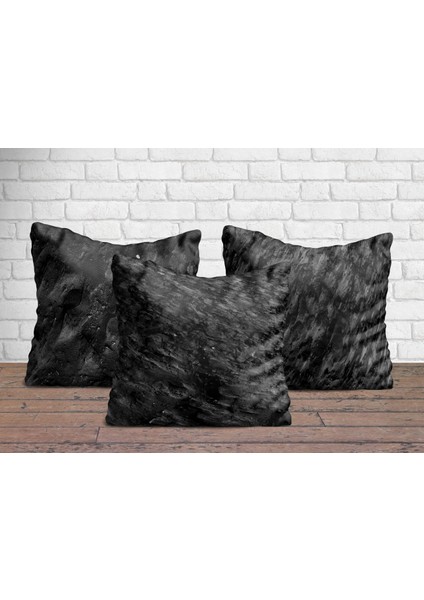 Alban Home Albanhome Füme Taş Görünümlü Üçlü Yastık Kılıfı Seti