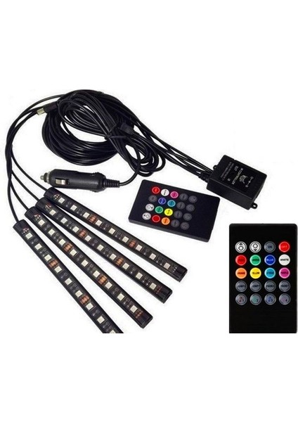 Vendor Tuning Vendortuning Ayak Altı 9 LED Araç Içi Sese Duyarlı Rgb LED Kumandalı