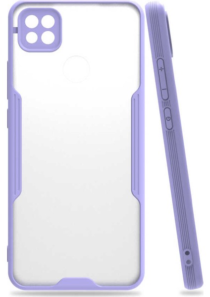 - Xiaomi Redmi 9C - Kılıf Kenarı Renkli Arkası Şeffaf Parfe Kapak - Mor - T15402