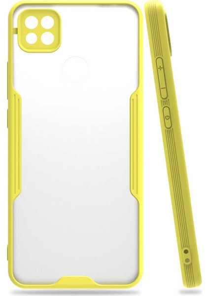 - Xiaomi Redmi 9C - Kılıf Kenarı Renkli Arkası Şeffaf Parfe Kapak - Sarı - T15402