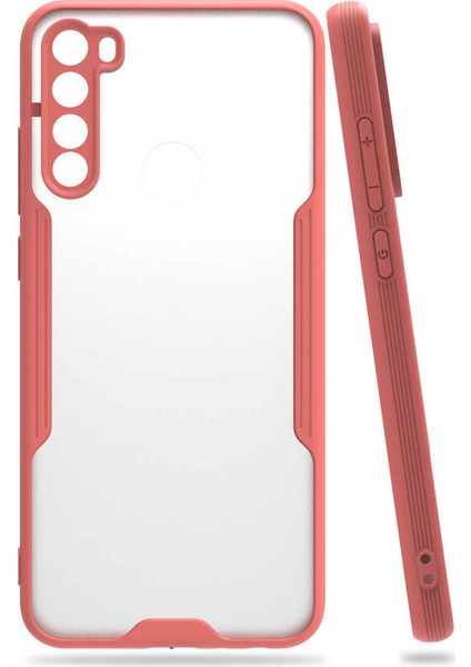 - Xiaomi Redmi Note 8 - Kılıf Kenarı Renkli Arkası Şeffaf Parfe Kapak - Pembe