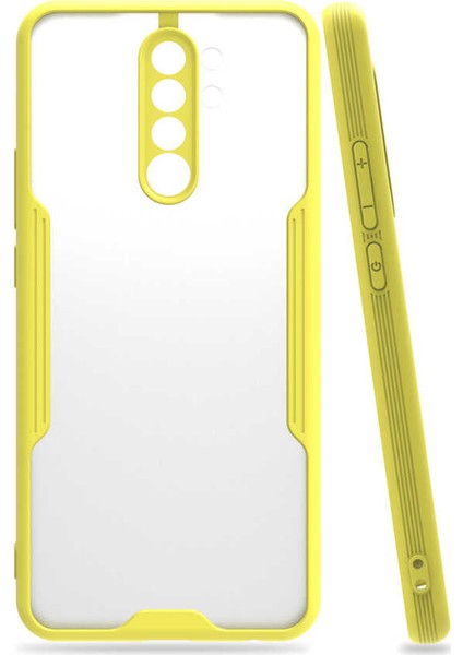 - Xiaomi Redmi Note 8 Pro - Kılıf Kenarı Renkli Arkası Şeffaf Parfe Kapak - Sarı