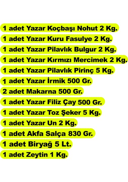 Ramazan Paketi 13 Parça 29 kg