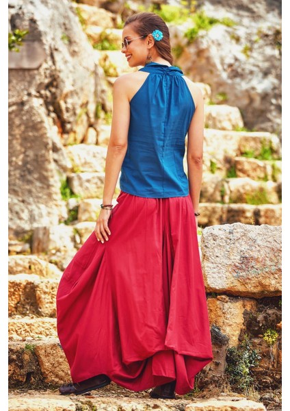 Etnik Beli Bağcıklı Cepli Uzun Salaş Etek fırsatları