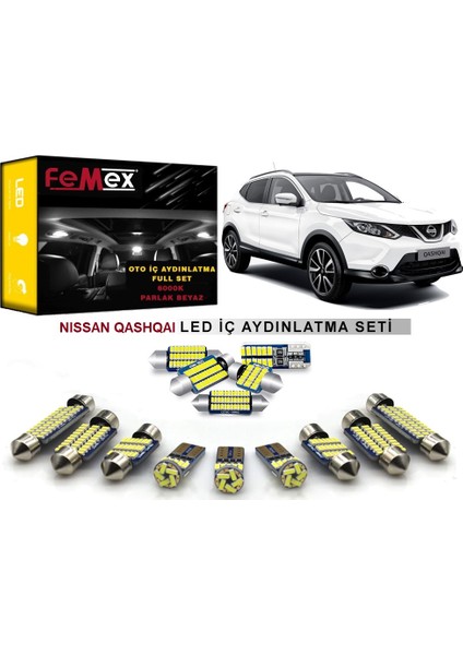 Nissan Qashqai J11 LED Iç Aydınlatma Ampul Seti Femex Parlak Beyaz