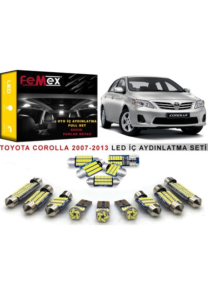 Toyota Corolla 2007-2013 LED Iç Aydınlatma Ampul Seti Femex Parlak Beyaz