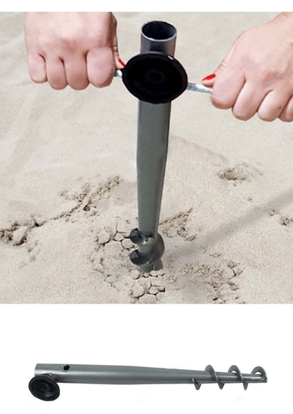 Plaj Şemsiye Kazığı Burgulu Metal Sıkma Aparatlı Bahçe Plaj 40 cm fiyatları
