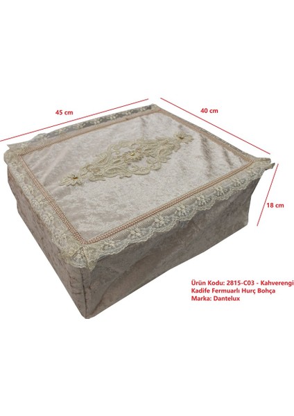 Soft Kadife Fermuarlı Hurç Bohça 2815-C03 Kahverengi