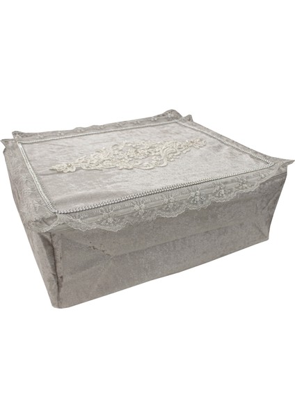 Soft Kadife Fermuarlı Hurç Bohça 2816-C05 Gümüş - Gri