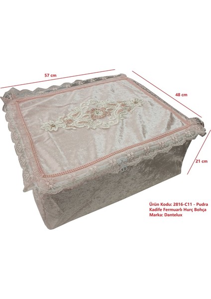 Soft Kadife Fermuarlı Hurç Bohça 2816-C11 Pembe