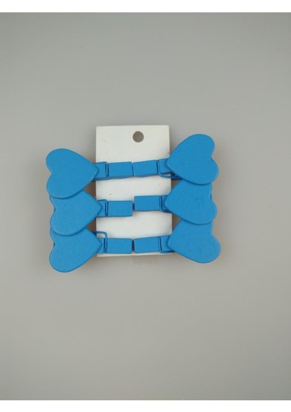 Kalp Mavi Dekoratif Mandal 6'Lı