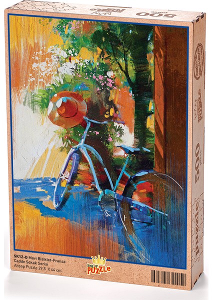 Mavi Bisiklet Fransa Ahşap Puzzle 500 Parça