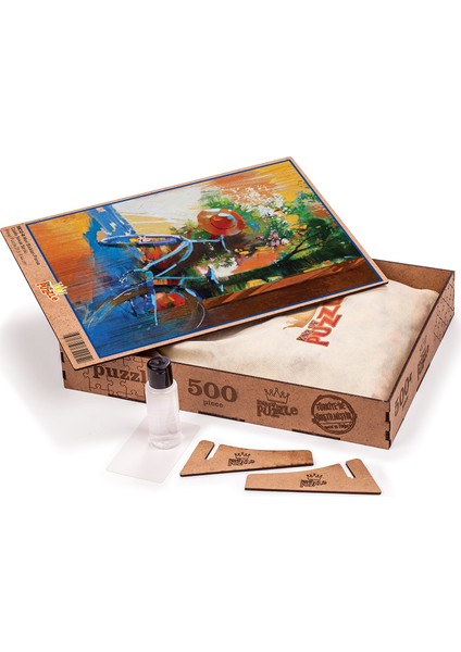 Mavi Bisiklet Fransa Ahşap Puzzle 500 Parça