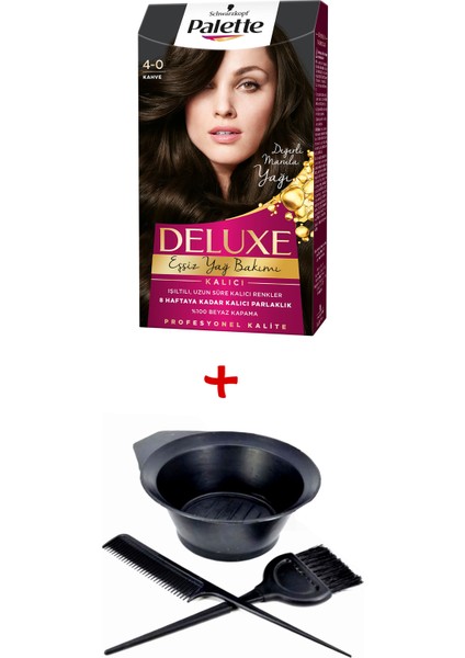 Deluxe Saç Boyası 4-0 Kahve + Boyama Seti