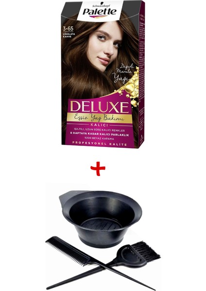 Deluxe Saç Boyası 3-65 Çikolata Kahve + Boyama Seti