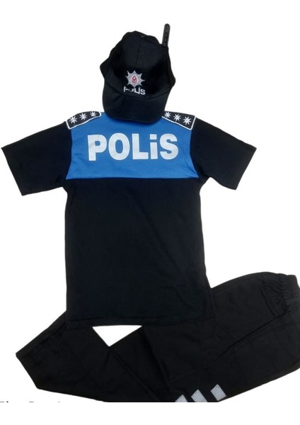 Çocuk Polis Kostüm Polis Kıyafeti Tişortlü 3-10 Yaş Çocuk Kostüm Mavi modelleri