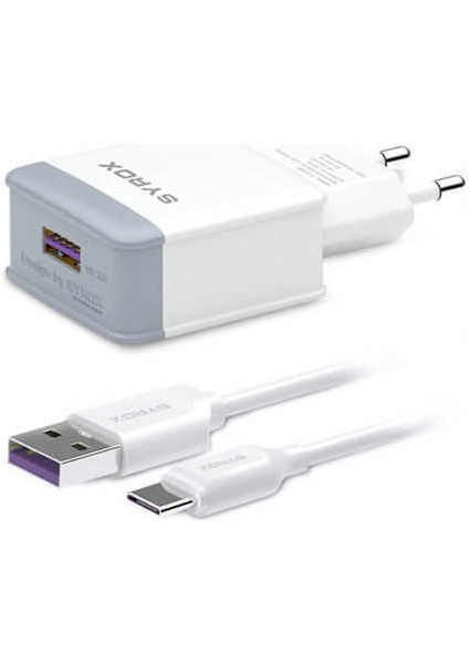 Gigaset Me Pure Uyumlu Type-C Girişli Hızlı Şarj Cihazı Seti Adaptör+Kablo Q32 3.0A Beyaz