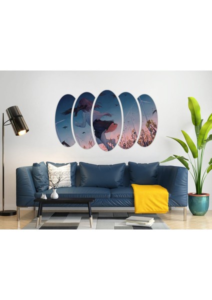 Anime Kız Rüzgar Türbini Kuşlar Mdf TABLO-0033 fiyatları