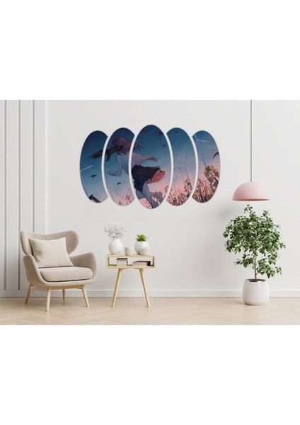 Anime Kız Rüzgar Türbini Kuşlar Mdf TABLO-0033 modelleri