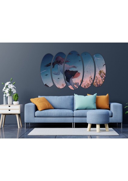 Anime Kız Rüzgar Türbini Kuşlar Mdf TABLO-0033 fırsatları