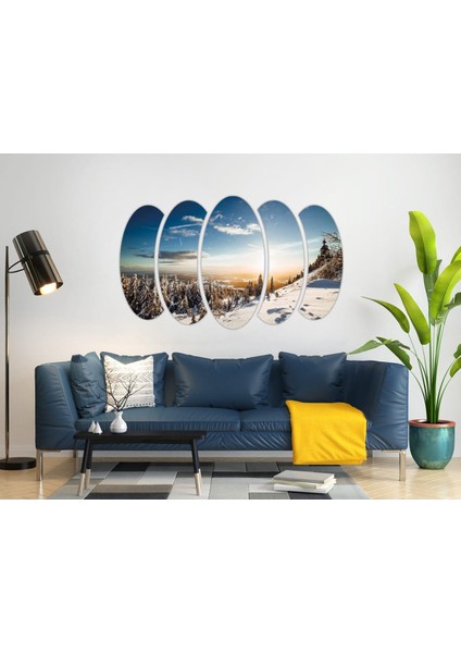 Kar Kış Gökyüzü Ağaçlık Orman Mdf TABLO-0663