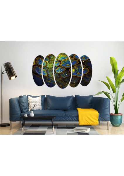 Mavi Çiçekler Mdf TABLO-0736